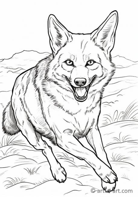 Strona do kolorowania z wizerunkiem kojota dla dzieci